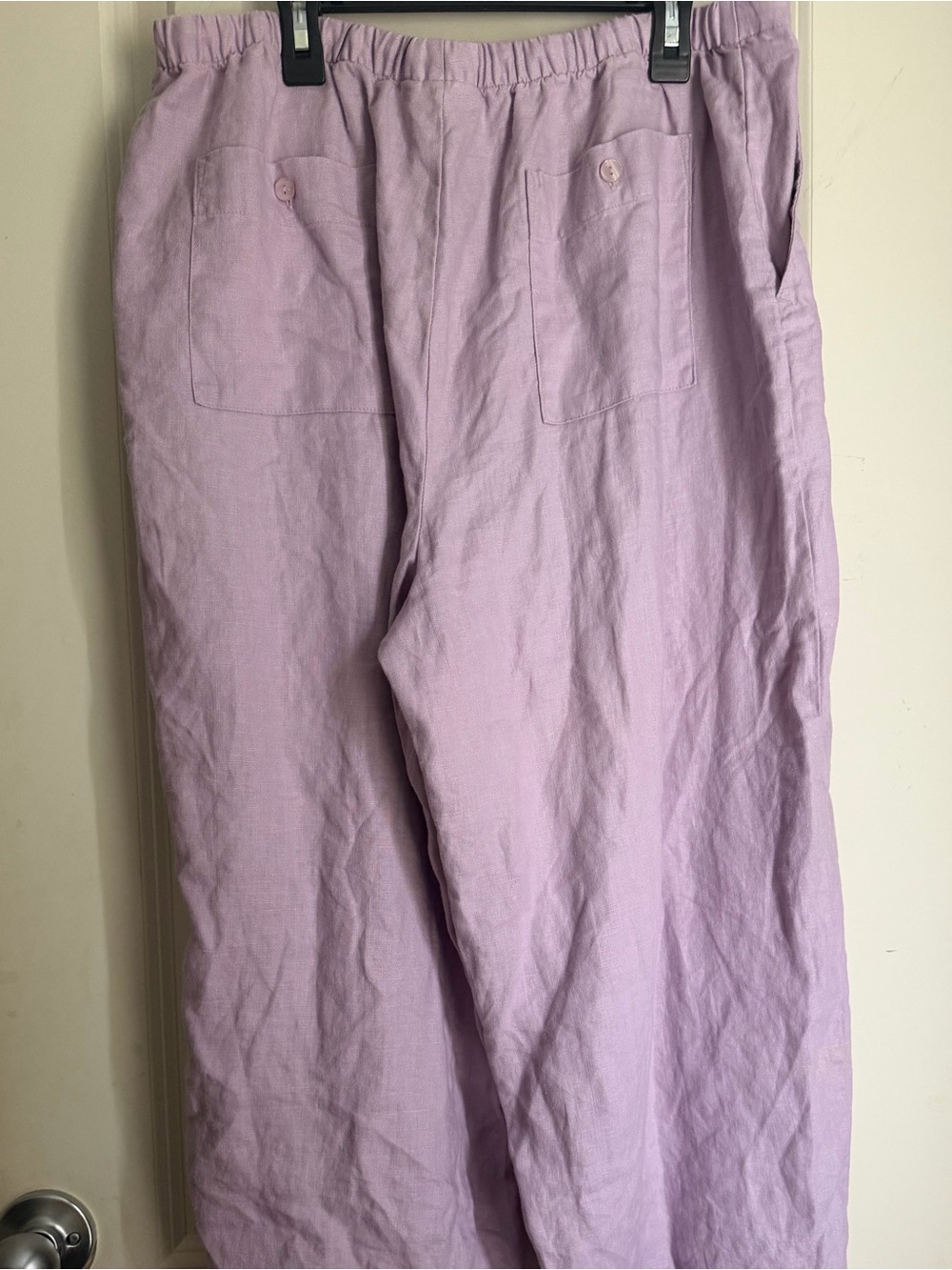 Chadwicks Women’s Sz 14 Cropped Linen Pants Elastic Waist Pockets casual boho - Picture 8 of 10